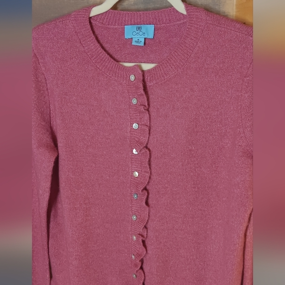 CeCe Ruffled Sweater M Rose - Picture 3 of 7